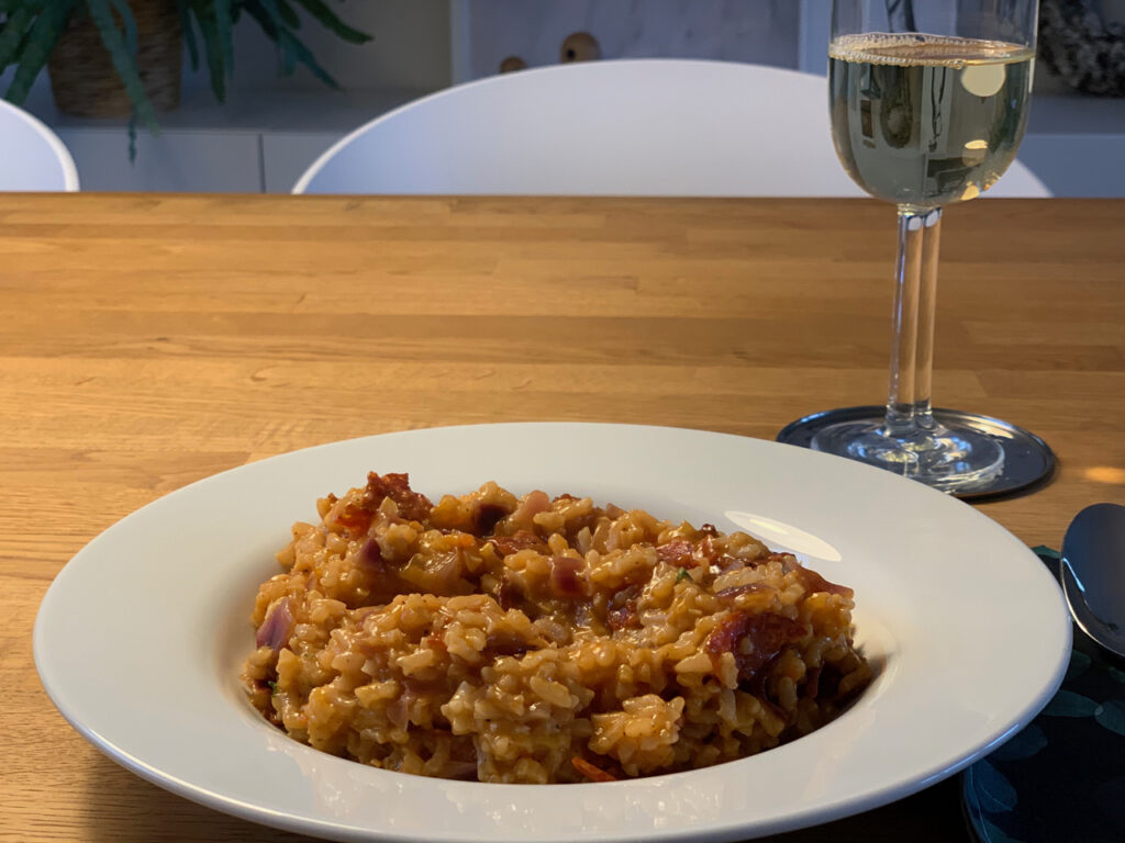 Risotto mit Chorizo und roten Zwiebeln